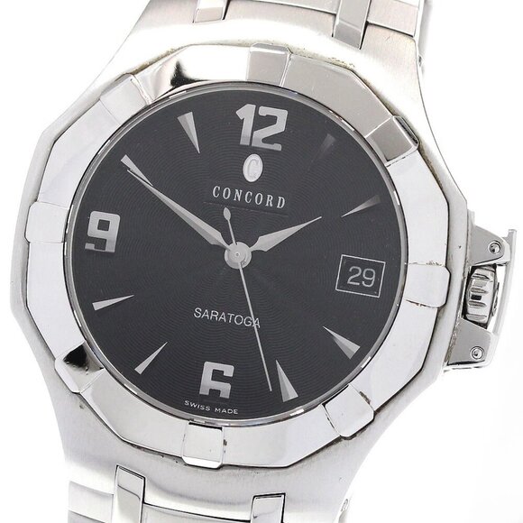 Concord Saratoga 14.C2.1894 Date Black Dial Quartz Men's Watch - Picture 1 of 6